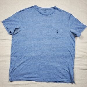 Polo Ralph Lauren Crewneck T-Shirt Mens XL Light Blue Pony Pocket Short Sleeve